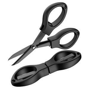 Folding fishing scissors fishing special pe line scissors lead leather multi-functional luer shears big horse serrated small scissors
