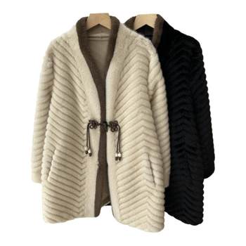 
Mom's autumn and winter wide lady fur coat