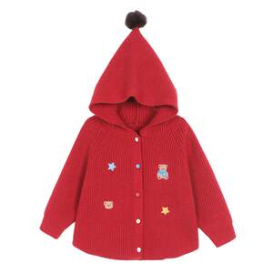 
Little O Dad Baby Boys and Girls Baby Knitted Sweater Cardigan 2026 Spring New Baby Embroidered Hooded Jacket Top