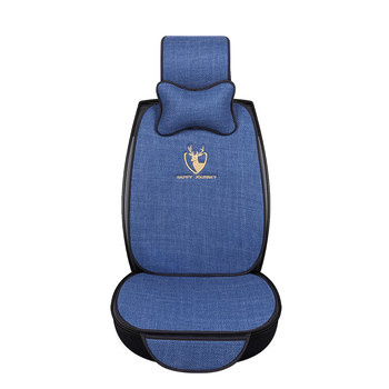 Car seat cushion, universal for all seasons, breathable, non-slip, cute, internet celebrity ladies cartoon, high-end cotton and linen seat cover
