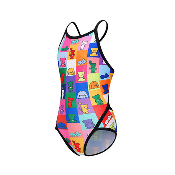 Coach recommendation Haosha girls one-piece swimsuit hosa girls cartoon bear triangle training quick-drying anti-chlorosphere suit