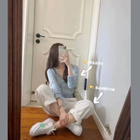 Осенний ретро кардиган для отдыха, джинсы, комплект, французский ретро стиль, подходит для подростков