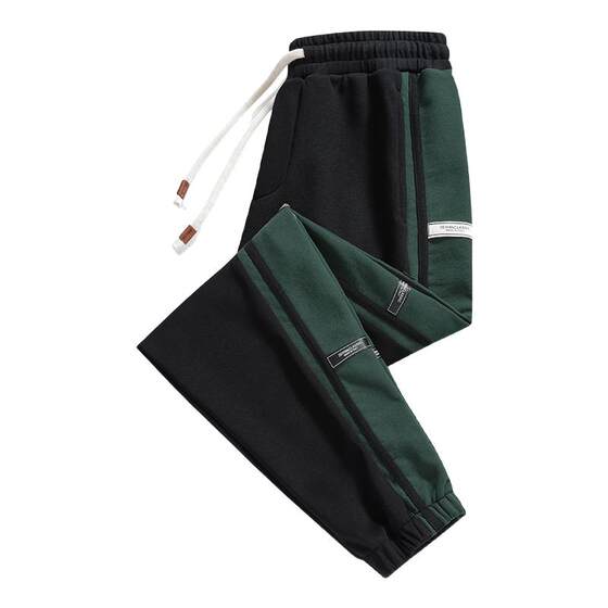 
Pants men's trendy brand pure cotton sports trousers autumn and winter velvet thickened contrasting color large size sweatpants students casual leggings
