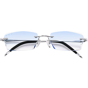Frameless glasses myopia men's super light titanium can be equipped with a degree of eye shelf diamond cut edge color change colorless frame glasses tide
