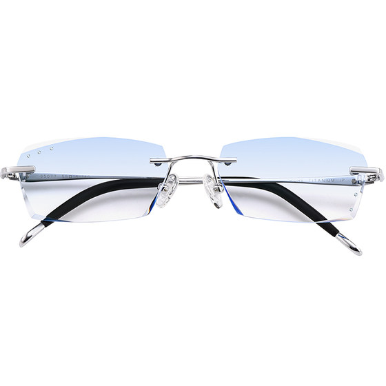 Frameless glasses myopia men's super light titanium can be equipped with a degree of eye shelf diamond cut edge color change colorless frame glasses tide
