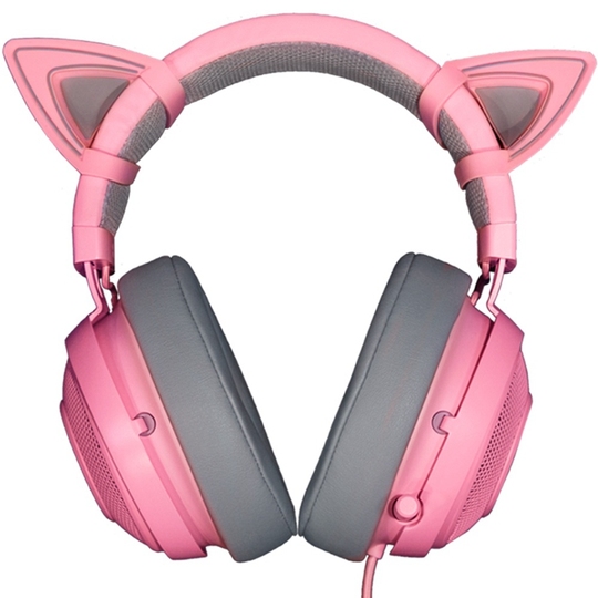 Razer Kraken Pink ゲーミングヘッドセット - 猫耳付き7.1