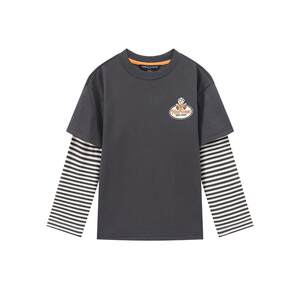 
TeenieWeenie Kids Bear Children's Clothing 25 Years Fashion Contrast Color Fake Two-piece Long Sleeve T-shirt for Boys and Girls