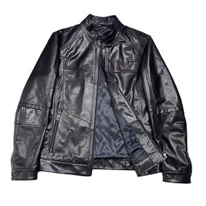 
Men's high-end genuine leather jacket youth fashion slim goatskin leather jacket stand collar down leather jacket for men