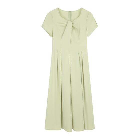 
Solighter French retro v-neck kink shirt dress summer 2025 new temperament waist-hugging long skirt