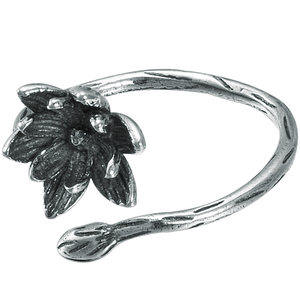 
All-match temperament original design S925 sterling silver ring fashionable personality lotus ring simple sweet opening ring for women