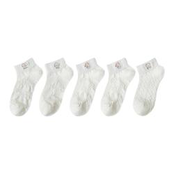 Spring And Summer Cute White Women's Short Socks, Thin Embroidered Ins Trendy Versatile Boat Socks, Boneless Medium And Short Socks, New Internet Celebrity
