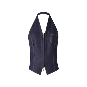 Ourhour denim halter neckline denim vest

