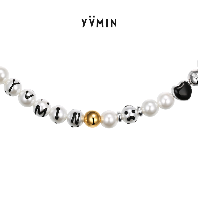 YVMIN尤目 SHAMPOO系列 彩色手绘珐琅珍珠透明水晶串珠项链