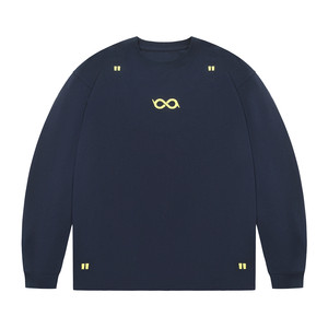 
BIPOLAR embroidered infinite ring long-sleeved T-shirt for men and women, spring and autumn tops, American basic simple bottoming shirt