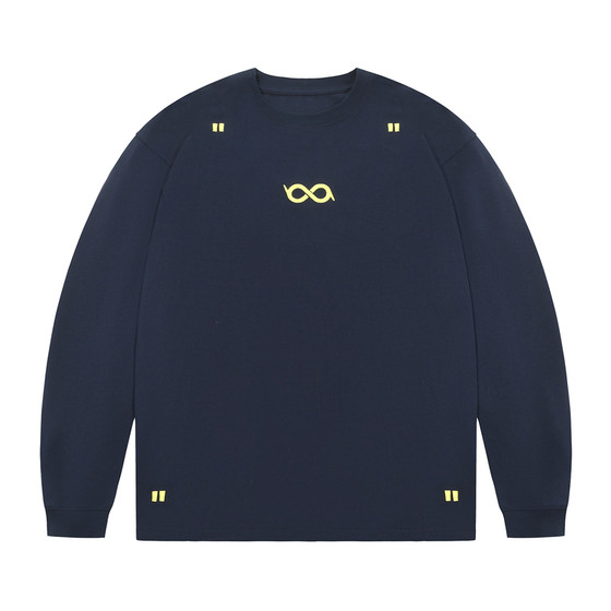 
BIPOLAR embroidered infinite ring long-sleeved T-shirt for men and women, spring and autumn tops, American basic simple bottoming shirt