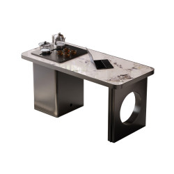 Italian light luxury slate tea table stainless steel tea table