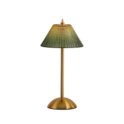 Fanyi retro green fan-shaped table lamp bedroom bedside night light atmosphere lamp iron rechargeable touch table lamp