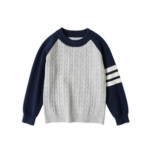 Cotton children's sweater for boys and girls rabos and girls knitted tops for college style round neck bottoming shirt for big children spring and autumn