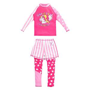 Girls' swimsuit Summer long -sleeved long pants split children's swimsuit A category A quick -drying children fluorescent girl 8 years old
