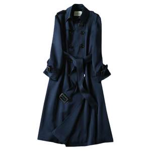 
Imported acetate windbreaker jacket for women 2025 summer new style double-breasted straight lapel mid-length long-sleeved top for women