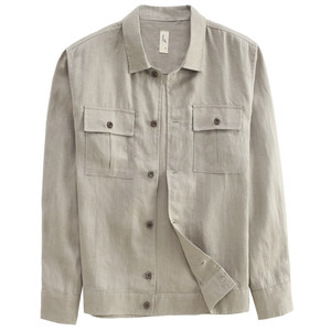 
Hanxu old money style European linen hunting jacket men's spring thin loose casual breathable pure linen work jacket
