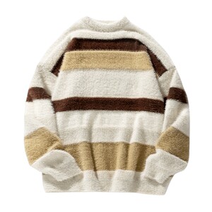 Boys winter couple striped sweater men's autumn and winter lines lazy knitted shirt couple dress tide brand top winter clothes