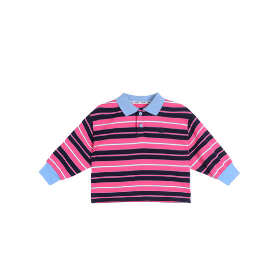 
Little O Dad Baby Boy Baby Long Sleeve T-Shirt Contrast Color Stripe 2026 New Baby Autumn and Winter POLO Shirt Sweater