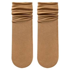 棕色袜子女中筒秋冬季纯棉堆堆袜配小皮鞋乐福美拉德月子长袜无骨