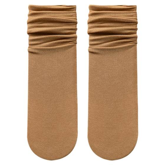 
Brown socks women's mid-calf autumn and winter pure cotton pile socks with small leather shoes Loft Maillard confinement stockings boneless