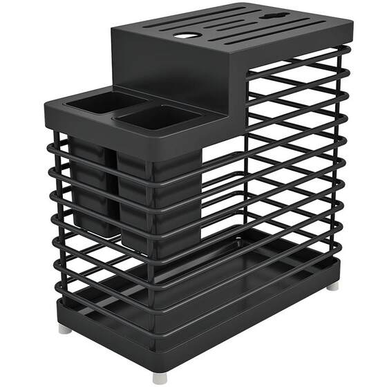 Stainless steel kitchen storage rack household kitchen knives supplies chopstick bucket integrated wall-mounted storage rack knife seat knife holder
