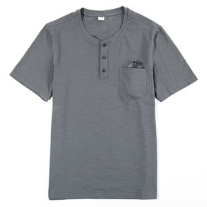 Dad's summer short -sleeved T -shirt men's pure cotton middle -aged men's middle -aged and elderly loose elderly clothes with pocket grandfather
