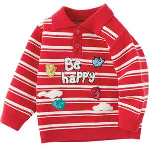 
Balabala boys' sweaters baby sweaters spring and autumn children's clothing children's striped red tops children