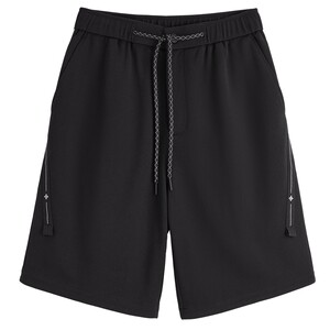 
PEACEBIRD men's casual pants summer style semi-elastic waist mid-shorts trendy men's black mid-pants sweatpants
