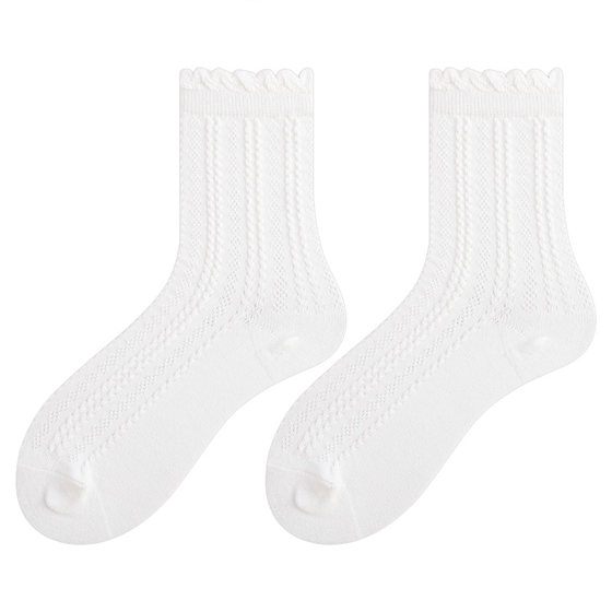 
Pilling socks Japanese soft girl Lolita white women's bubble mouth socks Spring and summer thin jk socks