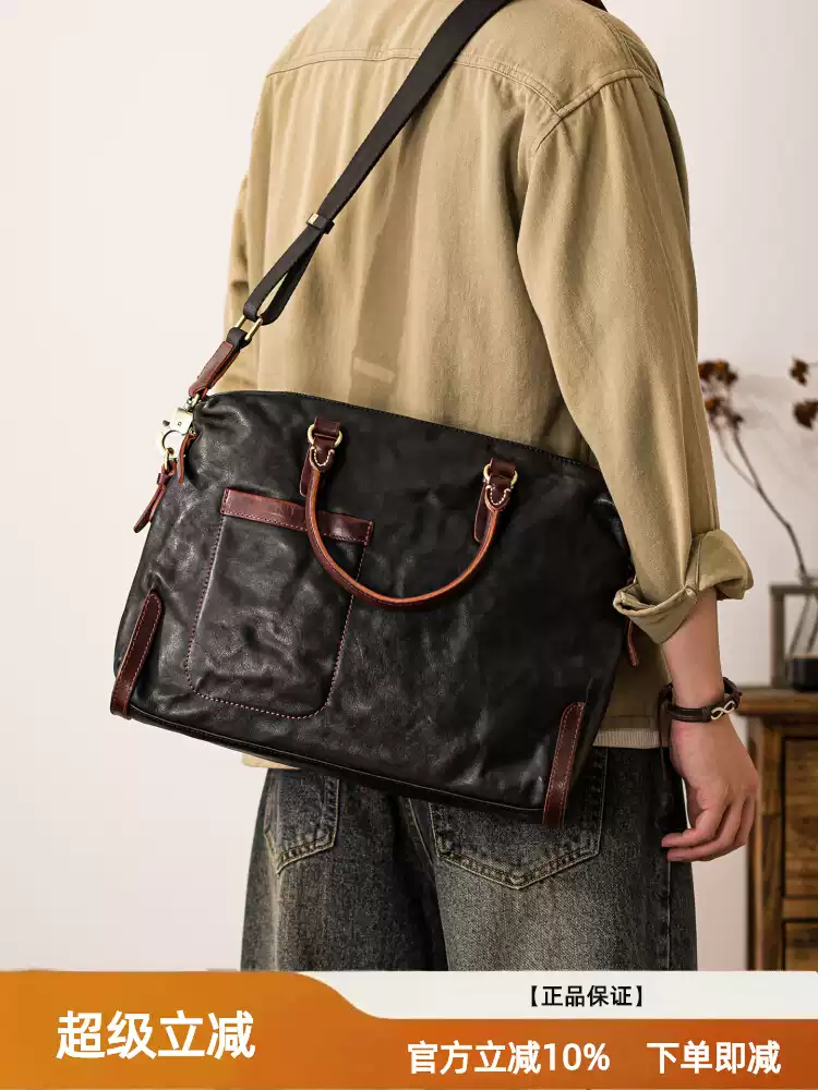 Genuine leather men's single-shoulder bag