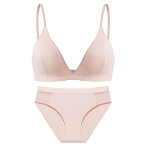 
Foley girl's French underwear for women without steel rings, small breasts, triangle cup, markless bra, comfortable and breathable bra