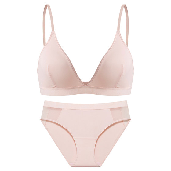 
Foley girl's French underwear for women without steel rings, small breasts, triangle cup, markless bra, comfortable and breathable bra