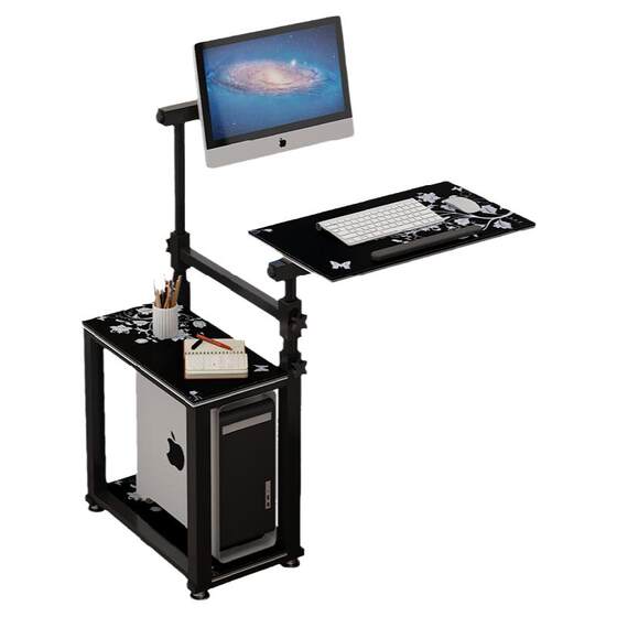 Mobile lifting rotation seamless bedside computer table lazy tabletop office computer table suspension shelf