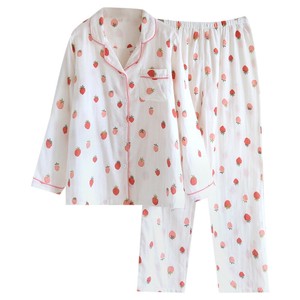 Japanese pajamas pure cotton autumn double -layer gauze ladies thin long -sleeved spring and summer cardigan full cotton home clothing comfortable set