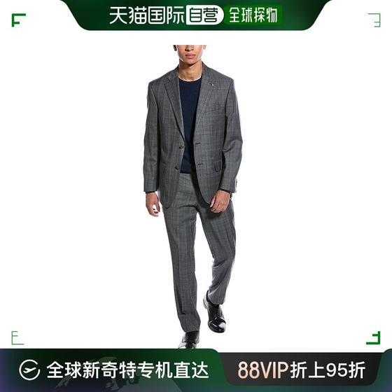 SCOTCH SODA 2件套羊毛西服 男装 光滑灰色格子图案