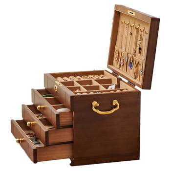 Solid wood full lock jewelry box storage wedding gift birthday
