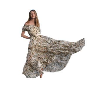 
Direct discount of 30% off Gloria mulberry silk French flower long skirt tulle summer fashion holiday silk dress for women