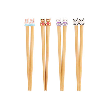Fuwanzhu anti-slip family cartoon cute separate meal bamboo chopsticks