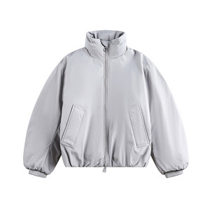 
NEVERNEED solid color short stand collar cotton coat for men and women winter American cleanfit couple's warm jacket