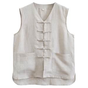 Summer linen Tang suit men's sleeveless sweatshirt, vest, sweat vest, jacket, Chinese style Chinese style button up old man's shirt, camisole