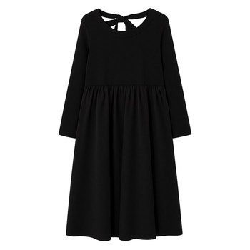 
DM100 large size 100% women's clothing slightly fat mm autumn slim bottom skirt U-neck splicing A-version slim dress