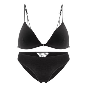 Beauty back to the back of the lingerie female French steel ringless small breast triangle cup ultra -thin summer, summer non -trace fine band bra,