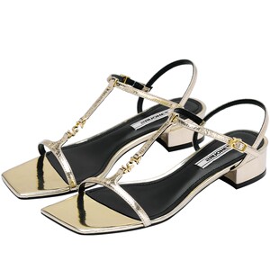 
73hours women's shoes gold reflection summer new versatile temperament thin strap sandals thick heel fashion sandals