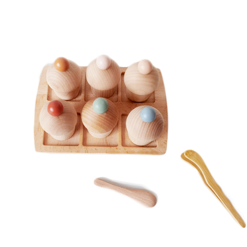 Wooden Rainbow Stacking Beads Toy - Montessori Early Education