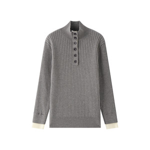 
Shrimp Ma Ma Boys Turtleneck Sweater Autumn and Winter 2026 New Boys Top Gray Striped Children's Sweater